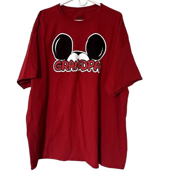 Disney Red Mickey Mouse "Grandpa" Graphic Short Sleeve T-Shirt- 3XL - Picture 1 of 7